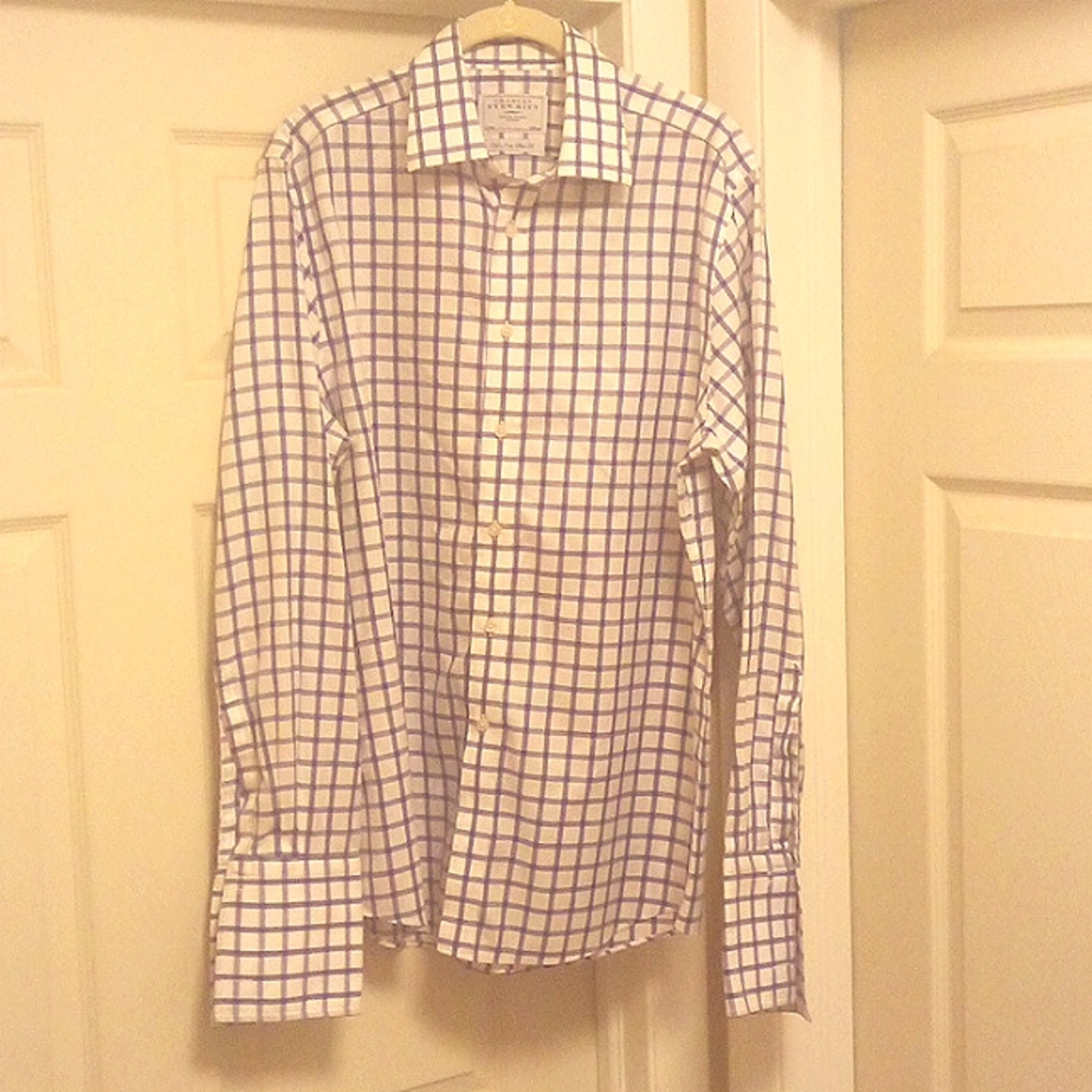 NWOT Charles Tyrwhitt Men's Long Sleeve Formal Button-Up "Cuff Links Needed"